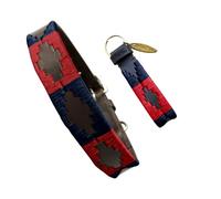 Carlos Diaz Collar de Perro Premium Bordado y Encerado Estilo Polo de Cuero Genuino S