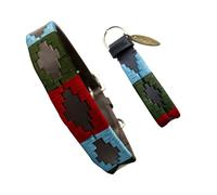 Carlos Diaz Collar de Perro Premium Bordado y Encerado Estilo Polo de Cuero Genuino XL