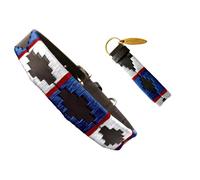 Carlos Diaz Collar de Perro Premium Bordado y Encerado Estilo Polo de Cuero Genuino XL