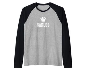Carlos el Rey, diseño de Corona y Nombre para Hombre Llamado Carlos Camiseta Manga Raglan