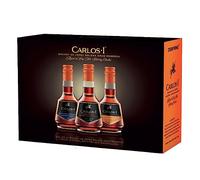 Carlos I Brandy de Jerez Solera Gran Reserva - Estuche de 3 Miniaturas surtidas de 5cl (Paquete de 6)