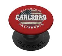 Carlsbad California, Bandera Americana Vintage PopSockets PopGrip Adhesivo