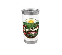 Carlsbad California Strawberry Farm Vintage Diseño Gráfico Vaso térmico de acero inoxidable de doble pared