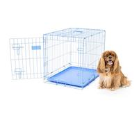Carlson Azul Seguro y Compacto Sola Puerta Metal Caja de Perro, pequeño