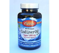 Carlson Labs Cod Liver Oil Gems aceite de hígado de bacalao noruego 1000 mg 1...