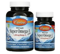 Carlson Labs Super Omega-3 Wild capturado 1.200 mg 100 + 30 cápsulas de gel b...