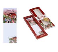 Carmani - Bloc de notas magnético para refrigerador, lista de tareas, lista de compras, lista de comestibles de bloc de notas impreso con patrón de vida de pueblo