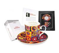 Carmani - Tazza di te e piattino, Fine Bone China, con Wassily Kandinsky "Quadrati con cerchi concentrici" 250ml