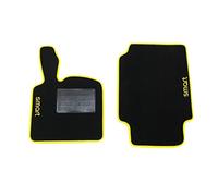Carmats Compatible con alfombrillas Smart Fortwo (450-451) de moqueta con borde velcrato amarillo y talonera de goma