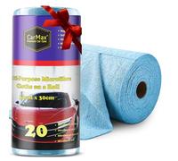 CarMax® - 20 microfibras multiusos azules para limpieza y detalles de coche en un rollo, toallas de microfibra reutilizables de 30 cm x 30 cm en rollo extraíble