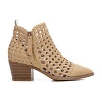 Carmela Botines de mujer de verano de piel trenzada beige, tacón medio 6 cm, 162344, beige, 41 EU