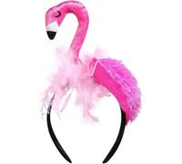 CARMELIT Bonita diadema de flamenco rosa, sombrero de flamenco creativo, disfraz de flamenco para mujer