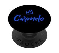 Carmelo el Rey/Corona Azul y Nombre para Hombre Llamado Carmelo PopSockets PopGrip Adhesivo