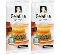Carmencita Gelatina Neutra, 12 Láminas, Bolsa individual 20g (Paquete de 2)