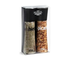 CARMENCITA - Pack 2 Molinillos Gigantes | Sal Marina Mediterránea con Hierbas | Sal Picante | Especias para cocinar | Sazonador de comidas | Perfecto Pastas, Pescado, Marisco | 628 g | SIN GLUTEN