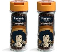Carmencita Pimienta Negra en grano, Tarro de Cristal con Dosificador 47g (Paquete de 2)