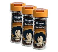 Carmencita Pimienta Negra en grano, Tarro de Cristal con Dosificador 47g (Paquete de 3)