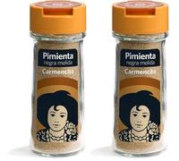 Carmencita Pimienta Negra Molida, Sin gluten, Tarro de Cristal con Tapón Dosificador 52g (Paquete de 2)