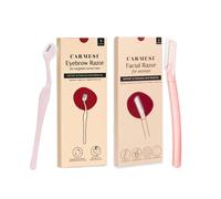 Carmesi Paquete de depilación facial para mujer, 3 maquinillas de afeitar y 3 maquinillas de afeitar de cejas, depilación instantánea e indolora, afeitado de precisión, sin cortes