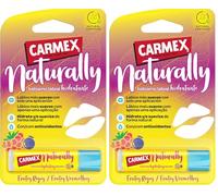 Carmex Bálsamo Labial, Naturally Frutos Rojos, 4,25g. Hidrata, suaviza y calma de forma natural. (Paquete de 2)