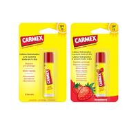 Carmex Bálsamo Labial SPF 15, Pack Click Stick Clásico + Click Stick Fresa