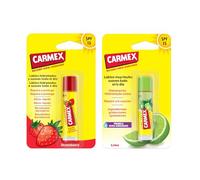 Carmex Bálsamo Labial SPF 15, Pack Click Stick Fresa + Click Stick Lima