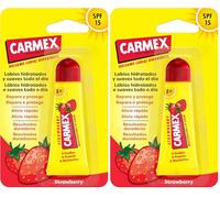 Carmex Bálsamo Labial SPF15, Tubo Fresa, 10g (Paquete de 2)