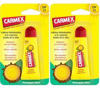 Carmex Bálsamo Labial SPF15, Tubo Piña, 10g. Hidrata, protege, repara, calma y suaviza los labios. (Paquete de 2)