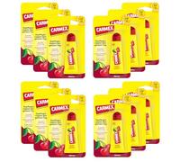 Carmex Cherry Tube - Cuidado labial para labios secos, bálsamo labial hidratante y calmante para labios agrietados, con protector solar, vaselina, vitamina E y cera de abejas - (12 x 10 g)