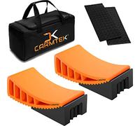 CARMTEK Kit de nivelador de cámper Premium | Se Adapta a niveladores curvados de RV con calzos de Rueda, Alfombrillas de Goma y Bolsa de Transporte para remolques Ajustados de Doble Eje | Sistema de