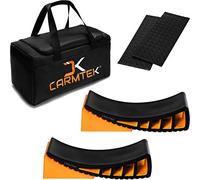 CARMTEK Kit de nivelador de camper Premium - Niveladores curvos RV con cuñas de rueda de autocaravana, alfombrillas de goma y bolsa de transporte | Nivelación más rápida de la caravana que los