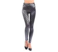 Carnaval 2026 Pop Leggings de moda para mujer de corte ajustado con piel brillante. Capa base elegante para un adelgazamiento, plata, S