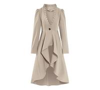 Carnaval 2026 Pop Omen's Chaqueta medieval Retro Gothic Frack Manga Larga Frack Camisa, caqui, XL