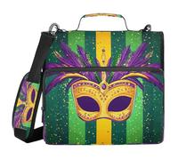 Carnaval Coronas Máscaras de plumas 3 anillos 3.8 cm carpeta cremallera con correa fácil de transportar Portafolio portátil para escuela secundaria