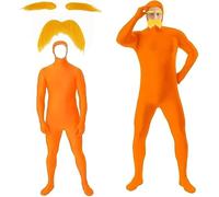 carnaval Disfraz Adultos hombre mujer Traje niño de Cuerpo Entero Completo con Bigote Naranja amarillo Cejas Disfraz para Fiesta Halloween Navidad Mameluco 1 2 3 4 5 6 7 8 9 10 11 12 13 14 15 16 años