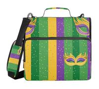 Carnaval Máscaras Sombreros Coronas 3 Anillos Carpeta con Cremallera Escolar con Asa y Correa de Hombro Extraíble Incluye Bolsillo con Cremallera Portafolio para la Escuela