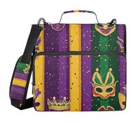 Carnaval Máscaras Sombreros Coronas 3 Anillos Resistente Carpeta con Cremallera con Correa para el Hombro Laege Capacidad Organizador de Documentos para Oficina Escuela