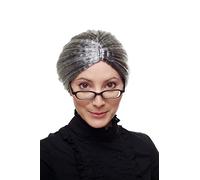 Carnaval, peluca, abuela, gobernante, tía, negro con mechas cinzas, aspecto serio 69020-P103-68