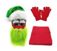 Carnaval Santa Geanie con Máscara De Barba Graciosa Color Rojo Guante Navidad Punto Cálido Punto Cálido para Mujeres Mujeres Lavables Niños Navidad