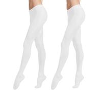 Carnavalife 2 Pares Medias Opacas para Mujer en Color Liso, Leggings Pantalones Elástico de Microfibra, Pantimedias de Soporte para Otoño y Invierno (Blanco)