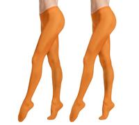 Carnavalife 2 Pares Medias Opacas para Mujer en Color Liso, Leggings Pantalones Elástico de Microfibra, Pantimedias de Soporte para Otoño y Invierno (Naranja)