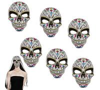 Carnavalife 6 Máscara de Calavera Mexicana, Mascara Dia De Los Muertos Mujer, Máscara catrina flores mujer, Accesorios para Halloween Decoración, Color al azar