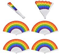 Carnavalife Abanicos de Arcoiris Multicolor Orgullo Gay Pride LGTBI LGTBIQ+ Plegable de Mano, Artículos para Fiesta actuación de Escenario