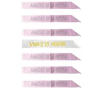 Carnavalife Bandas Despedida Soltera, Fajas de Satén para Novia y Sus Amaigas, Accesorios de Tema Bride para Fiestas y Disfraces, 7 PCS (Modelo B)