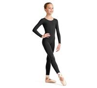Carnavalife Bodies de Danza para Ballet, Mono de Manga Larga con Cremallera, Leotardo Body Nude para Gimnasia Deportiva Rítmica, Jumpsuit Niña Elástico Bailarina Yoga 1-12 años (7-9 años, Negro)