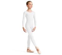 Carnavalife Bodies de Danza para Ballet, Mono de Manga Larga con Cremallera, Leotardo Body Nude para Gimnasia Deportiva Rítmica, Jumpsuit Niña Elástico Bailarina Yoga 1-12 años (7-9 años, Blanco)