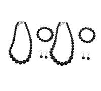 Carnavalife Collar flamenco mujer accesorio sevillana Set bisutería flamenca mujer, perlas de plástico, accesorios feria sevillanas romería, baile español, traje flamenco (Negro, 2 SET 8PCS)