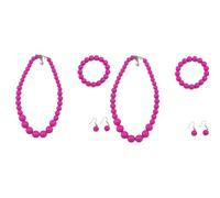 Carnavalife Collar flamenco mujer accesorio sevillana Set bisutería flamenca mujer, perlas de plástico, accesorios feria sevillanas romería, baile español, traje flamenco (Fucsia, 2 SET 8PCS)