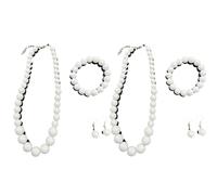 Carnavalife Collar flamenco mujer accesorio sevillana Set bisutería flamenca mujer, perlas de plástico, accesorios feria sevillanas romería, baile español, traje flamenco (Blanco, 2 SET 8PCS)