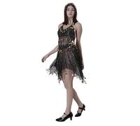 Carnavalife Conjunto Vestido Danza Vientre Profesional para Mujer Traje de Danza del Vientre Top Monedas + Falda Monedas Pirata + Diadema para Disfraz Bollywood Bailarina Árabe India Shakira